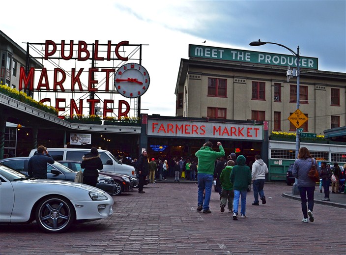 Pike Place Market in Seattle - always bustling and lively even in winter